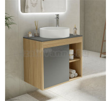 Тумба с раковиной Teymi Nura 70 дуб эврика, матовый графит, раковина Lina D41