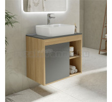 Тумба с раковиной Teymi Nura 70 дуб эврика, матовый графит, раковина Helmi S 48