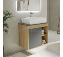 Тумба с раковиной Teymi Nura 70 дуб эврика, матовый графит, раковина Aina 56