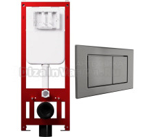 Комплект Инсталляция Tokito Compact 43 + Кнопка Tatsumaki Square цвет вороненая сталь