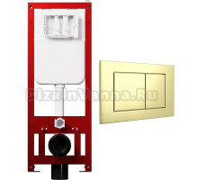 Комплект Инсталляция Tokito Compact 43 + Кнопка Tatsumaki Square цвет брашированное золото