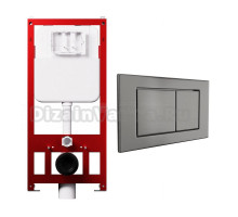 Комплект Инсталляция Tokito MAX 50 + Кнопка Tatsumaki Square цвет вороненая сталь