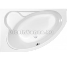 Акриловая ванна Cersanit Kaliope New L 155x100 см, угловая, левая, пристенная, белая, асимметричная, с каркасом, с сиденьем