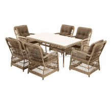 Комплект садовой мебели 7 в 1 4SiS Цесена обеденная группа плетеная, на 6 персон, соломенный