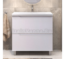 Тумба с раковиной Vigo Neo 80 напольная, белая, раковина Velvex 9696 80