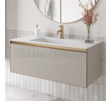 Тумба под раковину без столешницы Armadi Art Quatro 1 100 cashmere, профиль matt gold