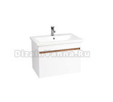 Тумба с раковиной VIANT Мальта 50 подвесная, 1 ящик, глянцевая белая, дуб вотан