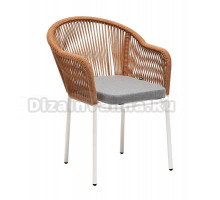 Садовый стул 4SiS Лион каркас светло-серый (RAL7035) муар, роуп оранжевый меланж, ткань бежевая 052