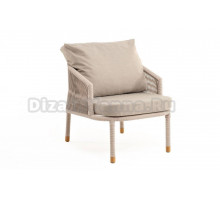 Садовое кресло 4SiS Верона каркас белый муар, роуп бежевый, ткань бежевая 052