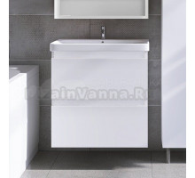 Тумба с раковиной VIANT Мальта 80 подвесная, 2 ящика, глянцевая белая