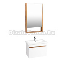 Мебель для ванной комнаты VIANT Мальта 50 подвесная, 1 ящик, белая, дуб вотан
