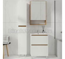 Мебель для ванной комнаты VIANT Мальта 60 напольная, 2 ящика, белая, дуб вотан