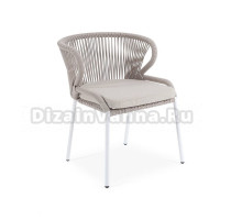 Садовый стул 4SiS Милан каркас белый муар, роуп бежевый, ткань бежевая 052