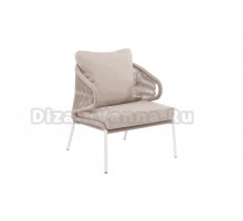 Садовое кресло 4SiS Милан каркас белый муар, роуп бежевый, ткань бежевая 052
