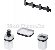 Стакан AM.PM Func A8F34322 черный + Мыльница AM.PM Func A8F34222 черная + Дозатор AM.PM Func A8F36922 черный + Крючок AM.PM Func A8F35922 черный