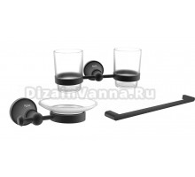Набор Стакан Rose RG19H RG1922H двойной, черный + Мыльница RG1903H черный + Полотенцедержатель RG1717H черный