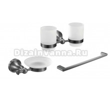 Набор Стакан Rose RG19T RG1922T двойной, пепельный + Мыльница RG1903T пепельный + Полотенцедержатель RG1717T пепельный