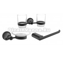 Набор Стакан Rose RG19H RG1922H двойной, черный + Мыльница RG1903H черный + Полотенцедержатель RG1706H черный