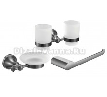 Набор Стакан Rose RG19T RG1922T двойной, пепельный + Мыльница RG1903T пепельный + Полотенцедержатель RG1706T пепельный