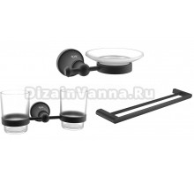 Набор Стакан Rose RG19H RG1922H двойной, черный + Мыльница RG1903H черный + Полотенцедержатель RG1727H черный