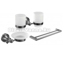 Набор Стакан Rose RG19T RG1922T двойной, пепельный + Мыльница RG1903T пепельный + Полотенцедержатель RG1727T пепельный