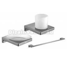 Набор Стакан Rose RG1812T пепельный + Мыльница RG1803T пепельный + Полотенцедержатель RG1817T пепельный