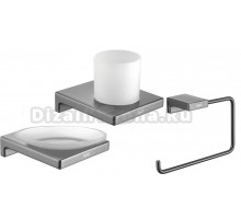 Набор Стакан Rose RG1812T пепельный + Мыльница RG1803T пепельный + Полотенцедержатель RG1806T пепельный