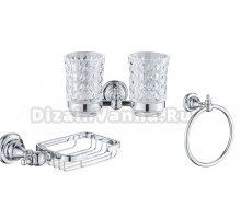 Набор Стакан Rose RG11 RG1122 двойной, хром + Мыльница RG1104 хром + Полотенцедержатель RG1106 хром