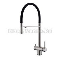 Смеситель для кухни с гибким изливом и подключением фильтра WesnaArt EKO05-160, сатин