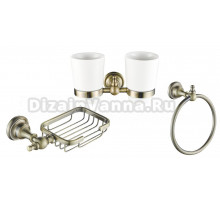 Набор Стакан Rose RG11Q RG1122Q двойной, бронза + Мыльница RG1104Q бронза + Полотенцедержатель RG1106Q бронза