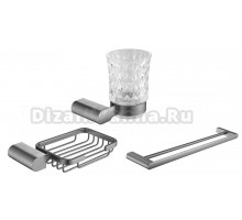 Набор Стакан Rose RG17T RG1712T пепельный + Мыльница RG1704T пепельный + Полотенцедержатель RG1727T пепельный