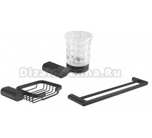 Набор Стакан Rose RG17H RG1712H черный + Мыльница RG1704H черный + Полотенцедержатель RG1727H черный