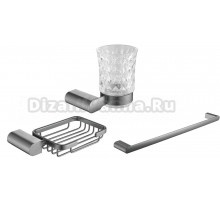 Набор Стакан Rose RG17T RG1712T пепельный + Мыльница RG1704T пепельный + Полотенцедержатель RG1717T пепельный