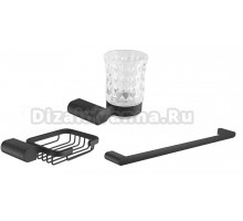 Набор Стакан Rose RG17H RG1712H черный + Мыльница RG1704H черный + Полотенцедержатель RG1717H черный