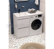 Тумба с раковиной STWORKI Мальмё 100 левая над стиральной машиной, белая