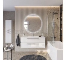 Мебель для ванной комнаты Cezares Eco Cer-N 120 bianco opaco, раковина Duet 120, ручки матовые черные