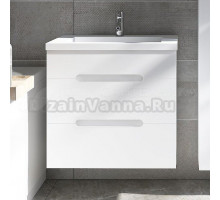 Тумба с раковиной VIANT Марсель 70 подвесная, 2 ящика, глянцевая белая