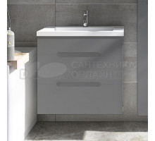 Тумба с раковиной VIANT Марсель 50 подвесная, 2 ящика, графит