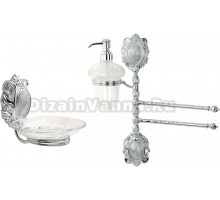 Набор Мыльница Migliore Cleopatra 16651 подвесная, хром + Дозатор 16674 с полотенцедержателем, хром