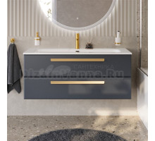 Тумба с раковиной Cezares Eco Cer-N 120 grafito, раковина Eco 120, ручки сатиновое золото