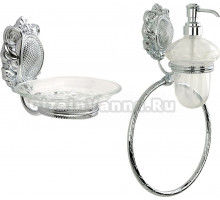 Набор Мыльница Migliore Cleopatra 16651 подвесная, хром + Дозатор 16655 настенный с кольцом, хром