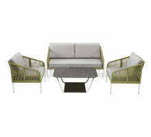 Комплект садовой мебели 4 в 1 4SiS Канны со столом Глория, серый гранит, каркас светло-серый, роуп салатовый меланж