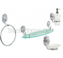 Набор Полотенцедержатель Migliore Cleopatra 16660 хром + Дозатор 16656 настенный, хром + Мыльница 16651 подвесная, хром + Полка 16664 хром