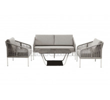 Комплект садовой мебели 4 в 1 4SiS Канны со столом Глория, серый гранит, каркас светло-серый, роуп серый меланж