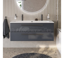 Тумба с раковиной Cezares Eco Cer-N 120 grafito, раковина Eco 120-1-2, ручки матовые черные