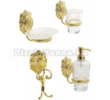 Набор Стакан Migliore Cleopatra 16677 настенный, золото + Мыльница 16679 подвесная, золото + Дозатор 16684 настенный, золото + Крючок 16689 золото