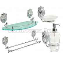 Набор Дозатор Migliore Cleopatra 16656 настенный, хром + Мыльница 16651 подвесная, хром + Полка 16665 хром + Полотенцедержатель 16672 двойной, хром