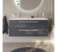 Тумба с раковиной Cezares Eco Cer-N 120 grafito, раковина Eco 120-1-2, ручки серые