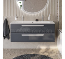 Тумба с раковиной Cezares Eco Cer-N 120 grafito, раковина Eco 120-1-2, ручки сатин
