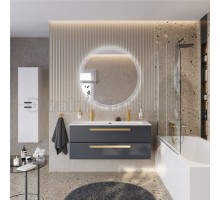 Мебель для ванной комнаты Cezares Eco Cer-N 120 grafito, раковина Eco 120-1-2, ручки сатиновое золото